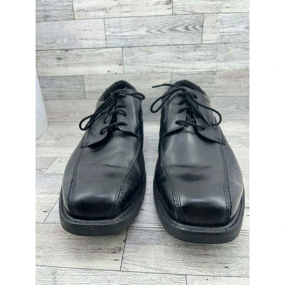 Rockport Mens Black Leather Square‎ Toe Lace Up Dress Shoes Size 15W